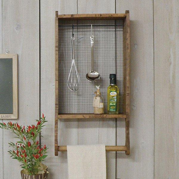 キッチンツールフック ハンギングネットボックス 調味料ラック 収納ボックス キッチン 木製 壁付け フック 吊り下げ収納 木箱 ツールフック インテリアパレットヤフー店 通販 Yahoo ショッピング