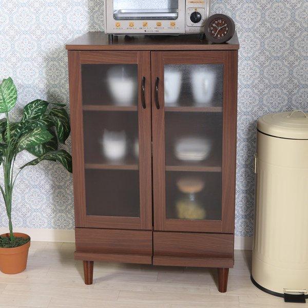 カップボード 両開き 北欧風 食器棚 引出し付 アルト 幅60cm キャビネット ガラス扉 キッチン キッチンボード キッチン収納 リビング収納 インテリアパレットヤフー店 通販 Yahoo ショッピング