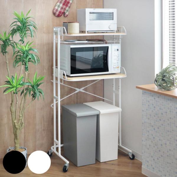 キッチンラック レンジ台 スチールフレーム 幅62cm 家電ラック キッチン収納 収納 ラック 収納ラック 収納棚 棚 キャスター インテリアパレットヤフー店 通販 Yahoo ショッピング