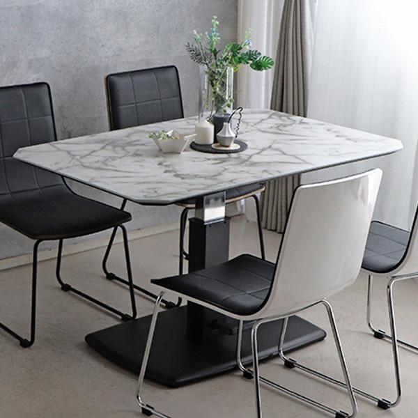 東京都　【デザイン × 機能性】ペダル昇降式 大理石調　ダイニングテーブル DORIS（ドリス） 昇降テーブル 大理石風 ダイニングテーブル 無段階