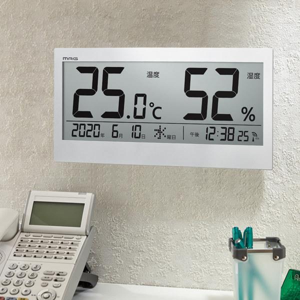 時計 デジタル 温度計 湿度計 ビッグメーター 電波時計 カレンダー （ 大きい 掛け時計 置き時計 見やすい 温湿時計 ）