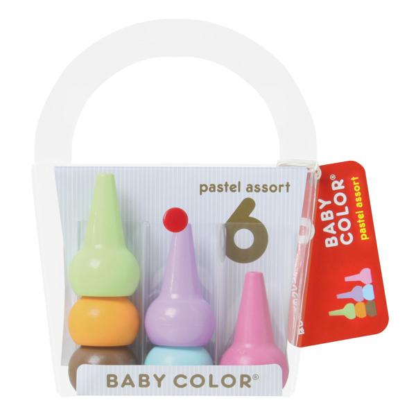 クレヨン パステルカラー 6色 安心 赤ちゃん 日本製 高品質 ぬりえ ベビーコロール （ くれよん 割れにくい 女の子 男の子 知育玩具 ）