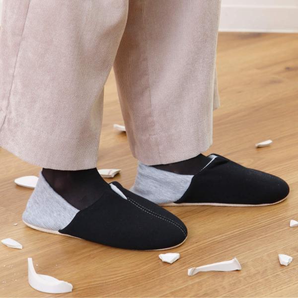 防災スリッパ L 足まもりっぱ 洗える （ 防災 ルームシューズ ルームスリッパ かかと付き スリッパ 踏み抜き防止 折り畳み 25〜27cm メンズ ）