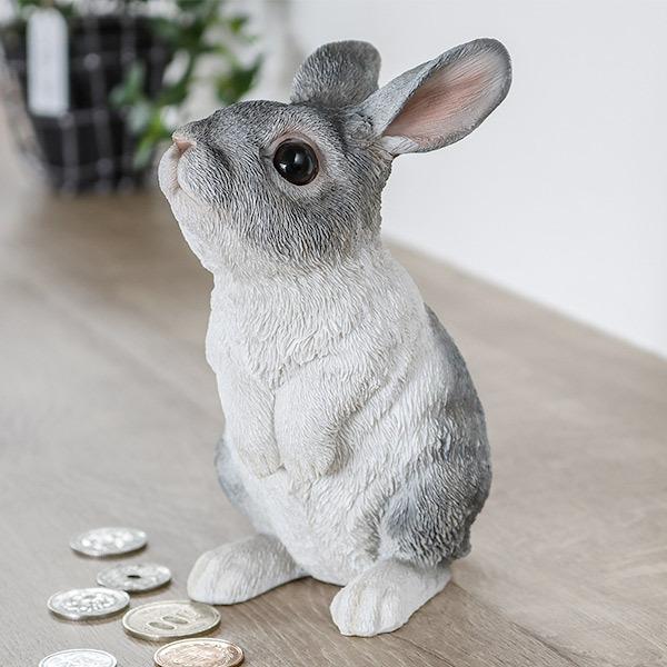 貯金箱 ラビット うさぎ リアル オブジェ 置物 インテリア （ 雑貨