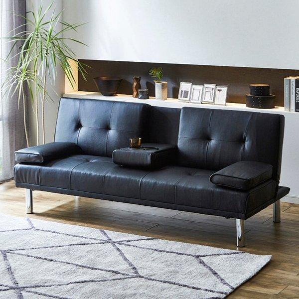 ハイバック ソファー 【2.5人掛け ブラックレザー調】 幅178cm ハイバック ソファー 【2.5人掛け ブラックレザー調】 幅178cm 楽天