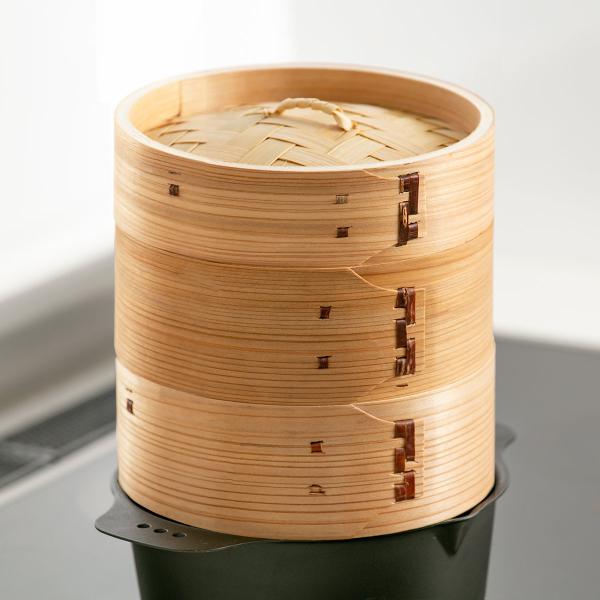 中華セイロ 2段 直径15cm （ 蒸し器 杉 木製 蒸籠 セイロ 蒸篭 蒸し せいろ 15 センチ ）
