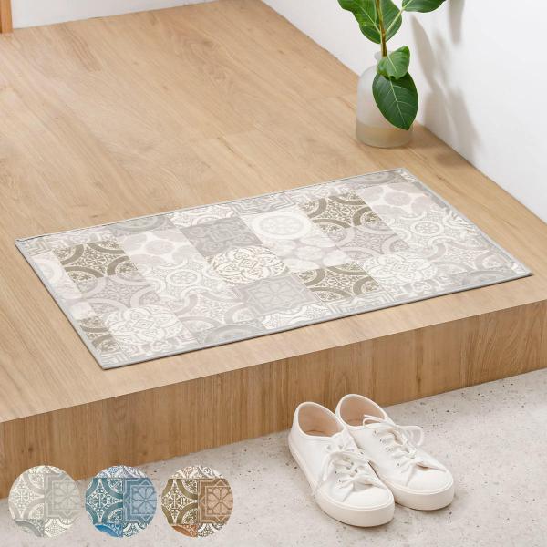 玄関マット 室内用 45×75cm アンティグオ 撥水加工 （ 玄関 マット 屋内 拭ける 室内 厚さ5mm キッチン 撥水 防水 抗菌 防カビ 滑り止め おしゃれ ）