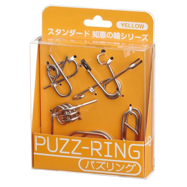 サイズ/パッケージサイズ：約幅11×奥行3×高さ12cm重量/約97g内容量/パズル：5種類材質/鉄（ニッケルメッキ）カラー/イエロー生産国/中国製対象年齢/6歳以上●パズリングシリーズは、基本の知恵の輪5個をセットにしたシリーズです。●は...
