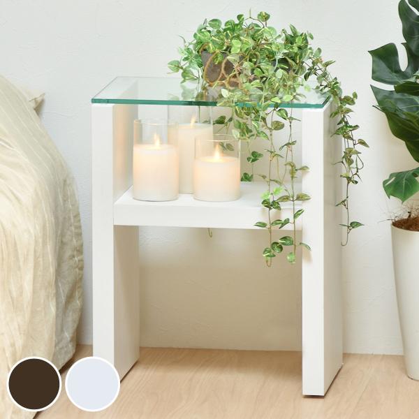 サイズ/約幅38×奥行26×高さ48.5cm重量/約6kg内容量/1台材質/天板：8mm強化ガラス棚板・側板：中質繊維板にPVC貼り（塩化ビニルシート）種類/ダークブラウン、ホワイト生産国/中国製アジャスター/付き天板耐荷重/約20kg棚板...