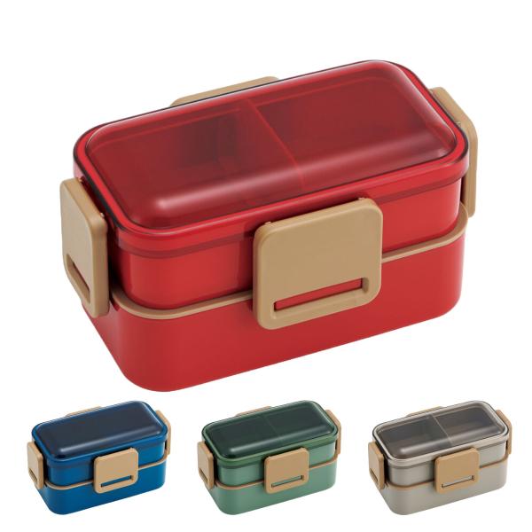 サイズ/約幅16.9×奥行10×高さ9cm容量/総容量：600ml上段：230ml、下段：370ml内容量/1個（本体、仕切り）材質/蓋：AS樹脂本体・中蓋・止め具・仕切り：ポリプロピレンパッキン：シリコーン種類/チェリーレッド、セージグリ...