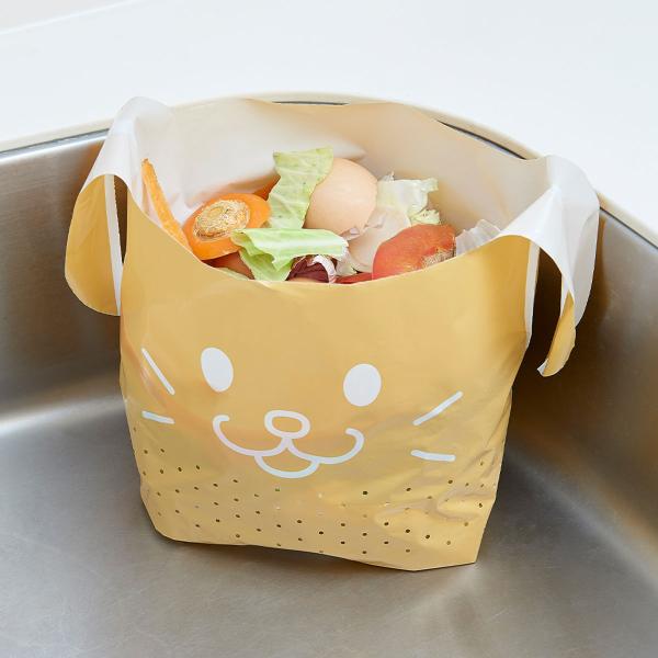 サイズ/約幅25×奥行12×高さ28cm厚さ：約0.03cm内容量/40枚入り材質/ポリエチレン生産国/中国製耐冷温度/-30度●マチ付きで立てて置ける水切り穴付きの生ゴミ袋です。●三角コーナーのようにシンクに置いて使用できます。●持ち手を...