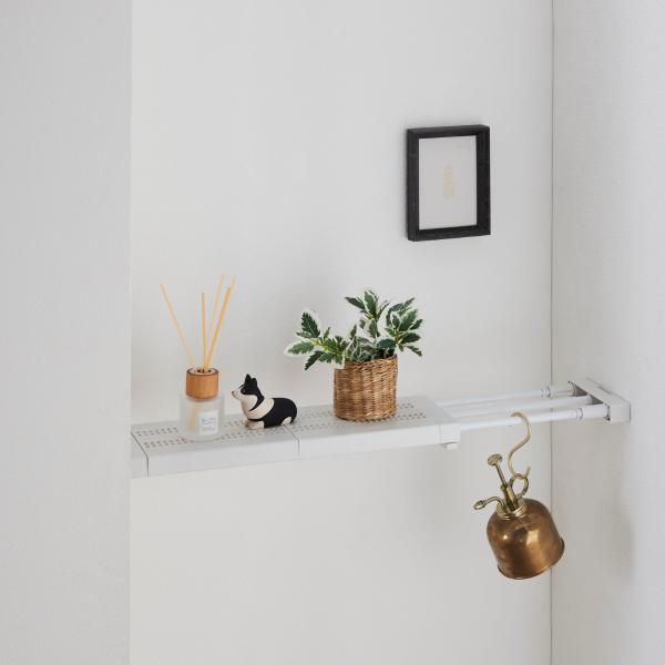 サイズ/約幅45〜65×奥行12×高さ3.4cm重量/約0.4kg内容量/1個材質/パイプ：鉄（エポキシ樹脂粉体塗装）樹脂部品：ABS樹脂、合成ゴムねじ類：鉄、メッキ生産国/中国製耐荷重/24〜10kg組立状態/お客様組立品●暮らしにフィッ...