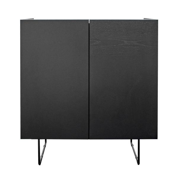 サイドボード 2枚扉 漆黒デザイン DERNO 日本製 幅75cm （ デルノ 収納 棚 ラック 窓下 リビング 完成品 ）