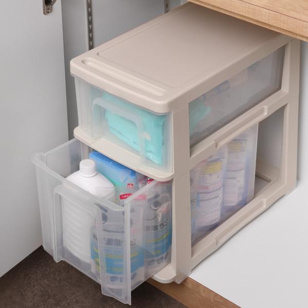 キッチンストッカー シンクスリム 幅22cm 2段 （ キャスター付き スリム 日本製 プラスチック シンク収納 シンク下収納 シンク 収納ストッカー 収納ケース ）