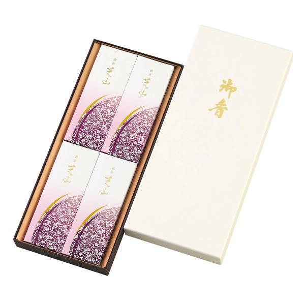 線香 銘香芝山 進物 ４箱入 贈答用 日本香堂 （ お線香 線香セット 進物線香 進物用 煙少なめ 喪中見舞い お供え 法事 仏壇 お墓参り 仏前 贈答 箱入り ）