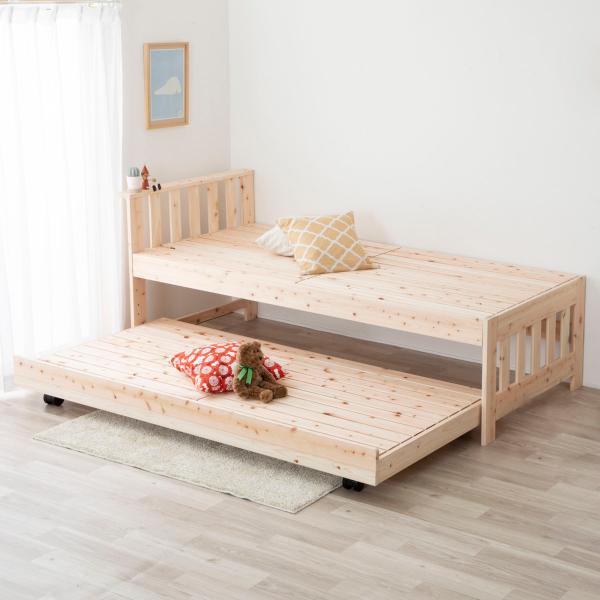 サイズ/【上段】約幅101×奥行214×高さ87.5cm、重量：約38kg【下段】約幅100.6×奥行201×高さ22.6cm、重量：約28kg内容量/1台材質/天然ひのき（無塗装）、一部合板生産国/日本製寝具のサイズ/シングル耐荷重/上段...