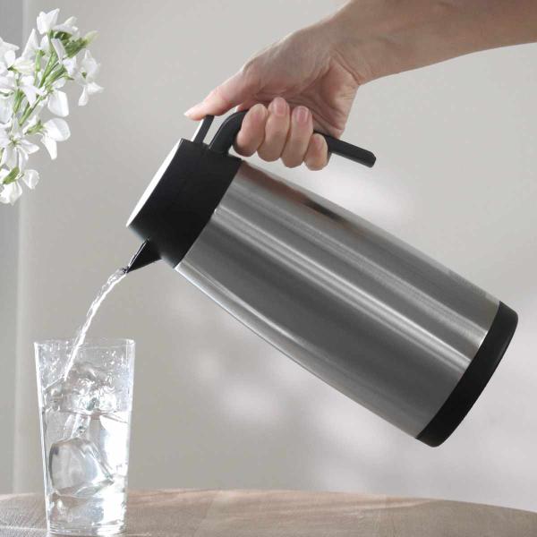 サイズ/約幅16×奥行11.5×高さ27.5cm重量/約662g容量/約1.5L内容量/1個材質/本体内側：18-8ステンレス鋼本体外側：ステンレス鋼口がね・ハンドル・ふた栓・開閉レバー：ポリプロピレンパッキン：シリコーンゴム生産国/中国製...