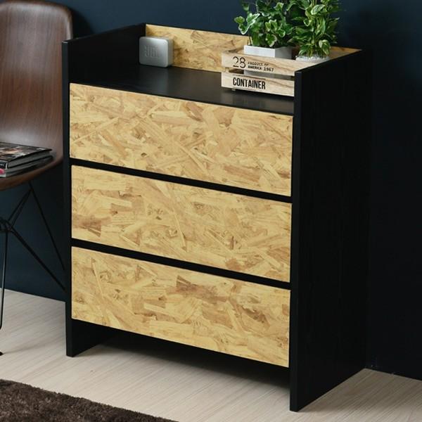 チェスト 3段 Osbボード クールデザイン 積み重ね対応 幅65cm リビングチェスト 収納 棚 収納棚 サイドチェスト 木製 Osb合板 インテリアパレットヤフー店 通販 Yahoo ショッピング