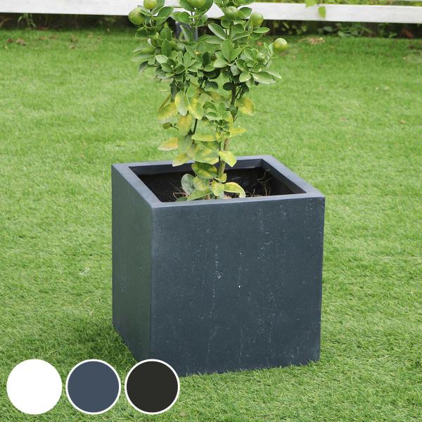 プランター マグネシアプランター テクスチャー 角型 36cm （ プランターカバー スクエア 植木鉢 鉢 底穴 屋外 外 家庭菜園 寄せ植え おしゃれ ）