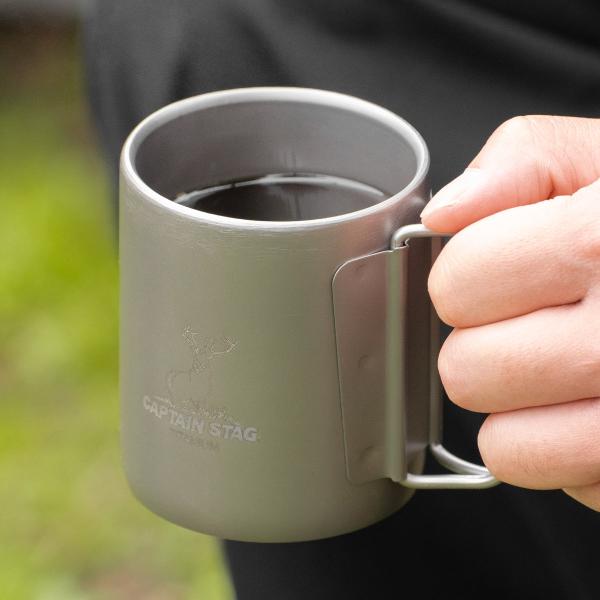 チタン製　マグカップ　スタッカブル チタン製 ダブルマグカップ300 -キャプテンスタッグ公式オンラインストア