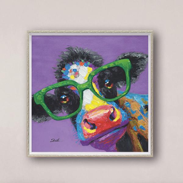 アートパネル オイルペイントアート 『カウ グラス』 63×63cm （ 絵画