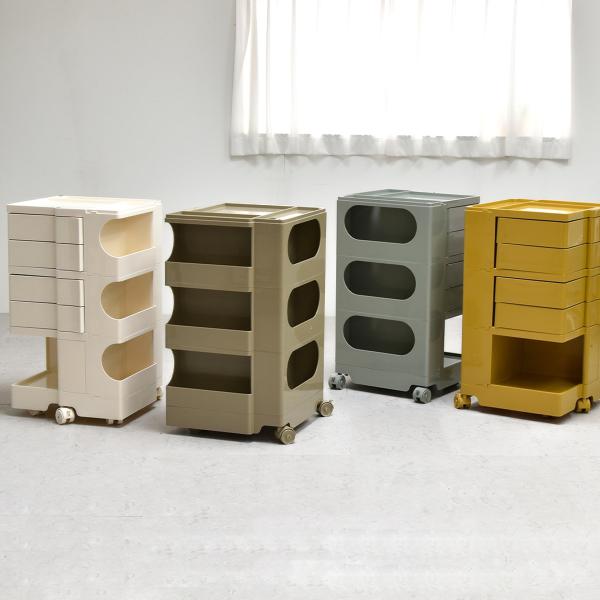 サイズ/約幅44×奥行45×高さ74cm重量/約11.5kg材質/本体：ABS樹脂種類/ダークイエロー、アイボリー、ライトブルー、ライトブラウン耐荷重/楕円オープン収納：各約3kg四角オープン収納：各約3kg引出し下オープン収納：約5kg全...