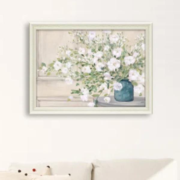 アートパネル ジュリア プリントン 『ホワイト ブーケ』 77.5×57.5cm （ 絵画 絵 アート インテリア 額 額入り 壁掛け おしゃれ ゲル加工 花 ）