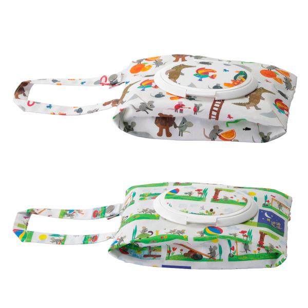 サイズ/約幅20×奥行12×高さ2.5cm内容量/1個付属品：取り出し口パーツ大・小材質/本体：綿100％裏：塩化ビニールコーティングフタ部分：ポリプロピレン種類/オールスター、レッツプレイ生産国/日本製●詰め替え用シートが乾きにくく、片手...