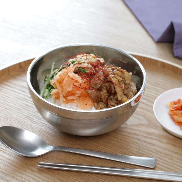 どんぶり ステンレス 深型食器 13.7cm （ 二重構造 保冷 保温 丼 丼物 ボウル 食器 器 韓国 韓国食器 420ml ）