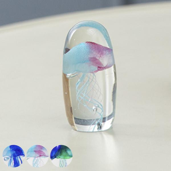 ガラスインテリアオブジェ（Glass interior objects） クラゲ S （ ガラス オブジェ 置き物 くらげ Sサイズ ガラス細工 玄関 ）