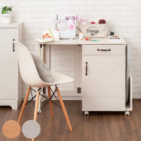 サイズ/約幅97×奥行50×高さ73cm折りたたみ時：約幅59.5cm重量/約30kg内容量/1台付属品：キャスター6個（うちストッパー付き2個）、取りはずし可能棚1枚材質/強化プリント紙化粧繊維板種類/ナチュラル、ホワイト生産国/中国製天...