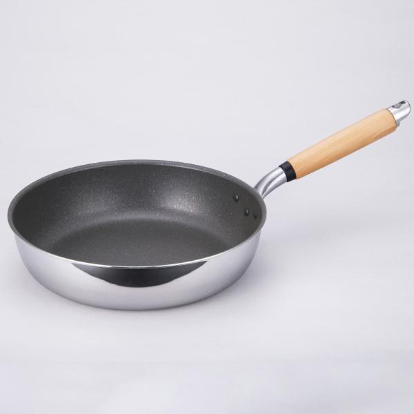 フライパン 28cm IH対応 極 ふかみ 日本製 （ ガス火対応 浅型フライパン アルミ製 ふっ素樹脂加工 軽い ）