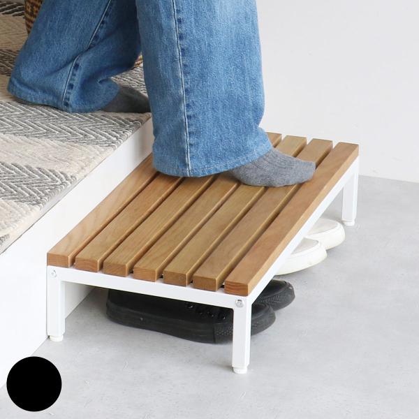 サイズ/約幅60×奥行30×高さ14cm重量/約4.2kg内容量/1台材質/スチール（粉体塗装）、天然木（オーク材）種類/ブラック、ホワイト生産国/中国製組立状態/お客様組立品●日々の暮らしを快適にする、幅60cmの玄関踏み台です。●玄関の...