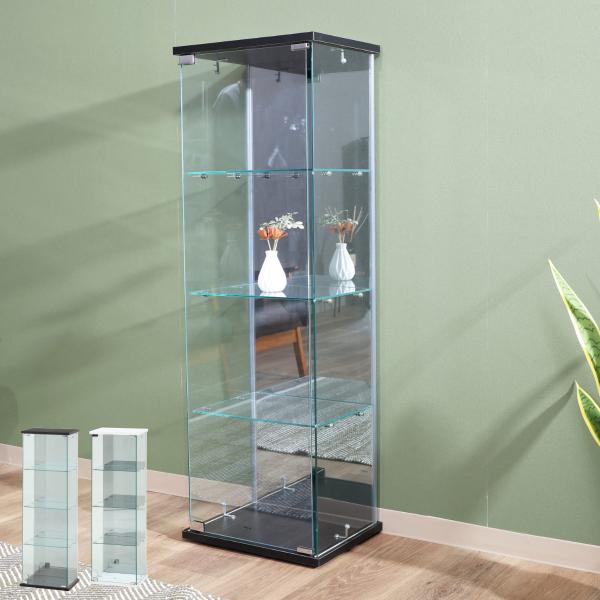 サイズ/約幅39×奥行30×高さ119.5cm板厚：約1.7cm重量/約23.5kg内容量/1台材質/天板・地板：プリント紙化粧繊維板棚板・側板・扉板・背面ミラー：強化ガラスキャスター：ナイロン種類/ブラック、ホワイト生産国/台湾製棚板1枚...