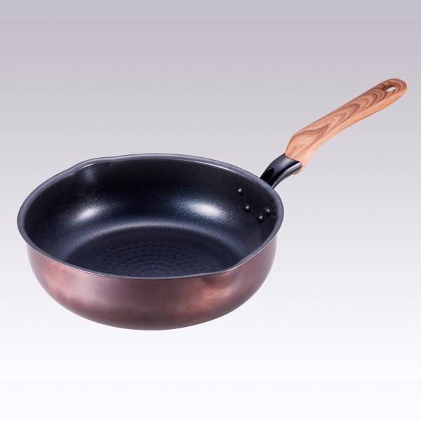 フライパン 26cm 深型 IH対応 和楽亭 絢 日本製 （ ガス火対応 オール熱源対応 炒め鍋 ふっ素加工 フッ素加工 軽い ）