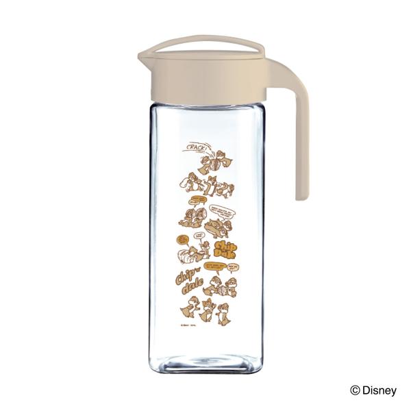 サイズ/約幅15.2×奥行10.3×高さ29.5cm容量/約2.1L内容量/1個材質/本体:AS樹脂フタ・ネジ栓:PPパッキン:シリコーンゴム生産国/中国製●ディズニーキャラのチップ＆デールが沢山描かれた冷水筒です。●作り置きに最適な2.1...