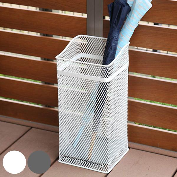 サイズ/約幅20×奥行20×高さ43cm重量/約950g内容量/1個材質/本体：スチール（粉体塗装）受皿：ポリプロピレン種類/ホワイト、シルバー生産国/中国製●大容量でも圧迫感がないメッシュタイプのアンブレラスタンドです。●傘の大きさや長さ...