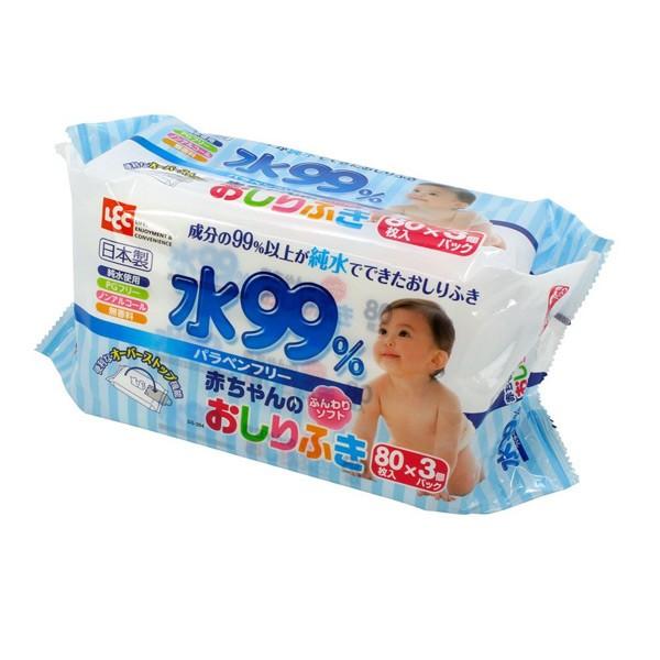おしりふき 赤ちゃん 水99 80枚入り 3個パック パラベンフリー ベビー お尻拭き インテリアパレットヤフー店 通販 Yahoo ショッピング