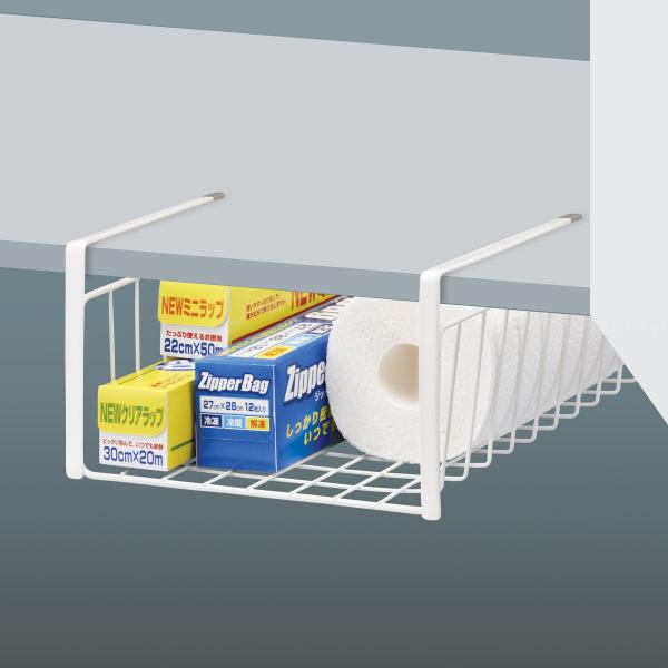 サイズ/約幅24.5×奥行32.5×高さ14cm内容量/1個材質/本体：鋼線(樹脂コーティング)キャップ：熱可塑性エラストマー生産国/中国製耐荷重/1.2kg●キッチンの吊り戸棚下のデッドスペースを収納スペースにできるワイヤーバスケットです...