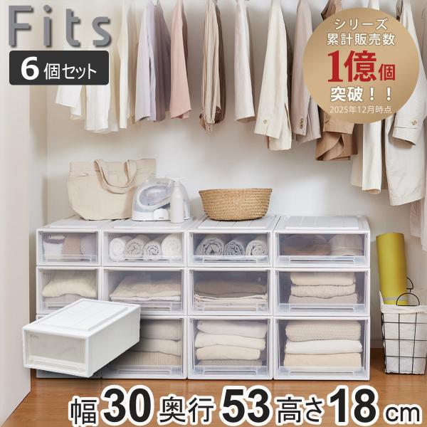 収納ケース Fits フィッツ フィッツケース クローゼット S-30 6個セット （ 衣装ケース 収納 幅30 奥行53 高さ18 天馬 日本製 ）
