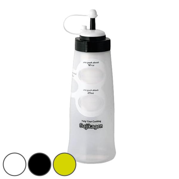 サイズ/約高さ24cm直径：約8cm容量/約600ml内容量/1個種類/ホワイト、ブラック、ライムグリーン●ワンプッシュで必要な量を注げる、便利な調味料容器です。●注ぎすぎを防げるため、調味料の節約や減塩にもつながります。●30cc、25c...