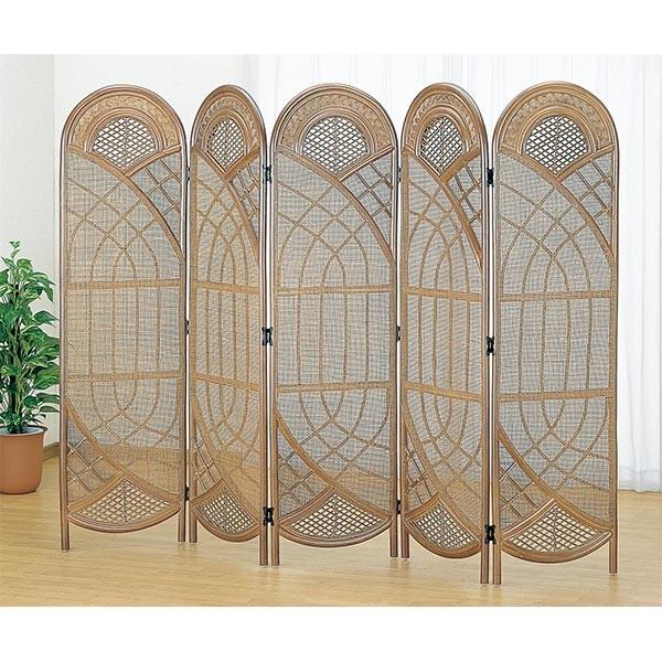 ラタンスクリーン 5連 籐 パーテーション 衝立 高さ160cm : インテリア