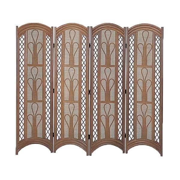 ラタンスクリーン 4連 ロータイプ 衝立 籐家具 高さ155cm : インテリア