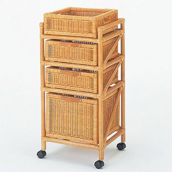 ランドリーワゴン ラタン スリムタイプ 籐家具 幅40cm : インテリア