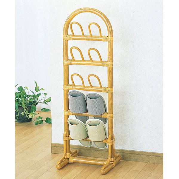 ラタン製アーチ型5段ラック ブラウン ラタン アーチ型 スリッパラック