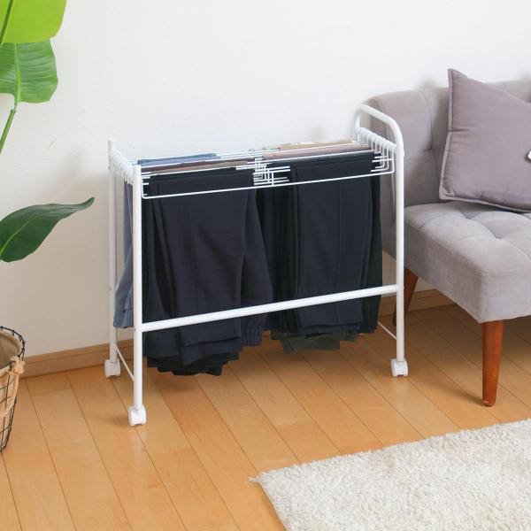 サイズ/約幅30×奥行74×高さ70cmハンガー内寸：約64.5cm内容量/1個材質/本体・ハンガー：鉄製（エポキシ樹脂粉体塗料）樹脂部品：ポリプロピレン ねじ類：鉄製（メッキ仕上げ）生産国/中国製耐荷重/15kg（1.5kg×10本）●デ...