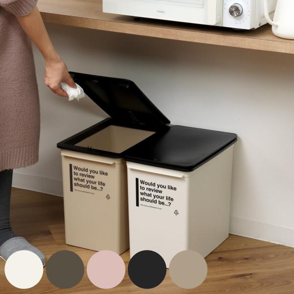 ゴミ箱 17L 浅型 カフェスタイル プッシュ （ ごみ箱 17リットル ダストボックス ふた付き 小さめ 分別 コンパクト プッシュ式 幅24 スリム ）