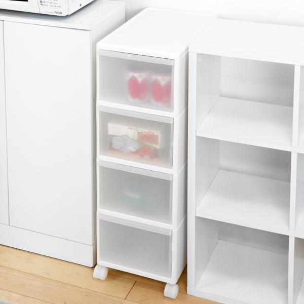 サイズ/約幅25.5×奥行46.5×高さ83cm重量/約6.3kg内容量/1台材質/本体・引き出し：ポリプロピレン生産国/日本製引き出し段数/4段キャスター/付きアジャスター/なし（別売り）引き出し1段あたり耐荷重/約5kg天板耐荷重/約2...