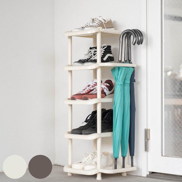 サイズ/約幅35.5×奥行31×高さ87cm重量/約1.25kg内容量/1台材質/ポリプロピレン種類/アイボリー、ブラウン生産国/日本製棚板1枚あたり耐荷重/1kg組立状態/お客様組立品●靴と傘をまとめて収納できるシューズラックです。●靴は...