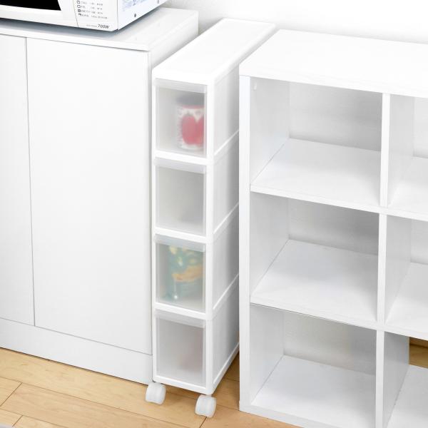 サイズ/約幅14×奥行46.5×高さ83cm重量/約3.5kg内容量/1台材質/本体・引き出し：ポリプロピレン生産国/日本製引き出し段数/4段キャスター/付きアジャスター/なし（別売り）引き出し1段あたり耐荷重/約5kg天板耐荷重/約2.5...
